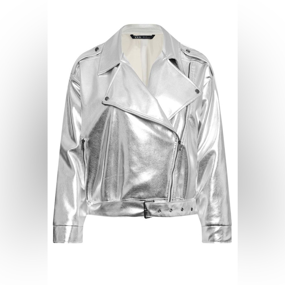YOURS Metallic Faux Leather Moto Jacket Women’s size 14